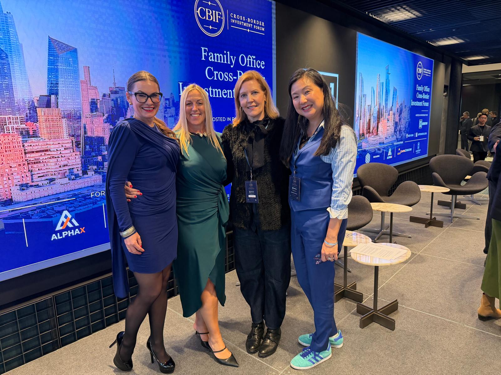 Guests in front of the Family Office Cross-Border Investment Forum display in New York, September 2026.
